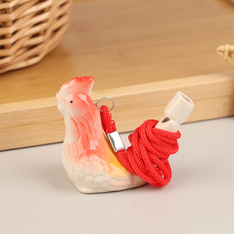 1pc Random Coloured Drawing Water Bird Whistle Ceramic Water Bird Whistle Musical Instrument Cute Outdoor Team Sports Whistle