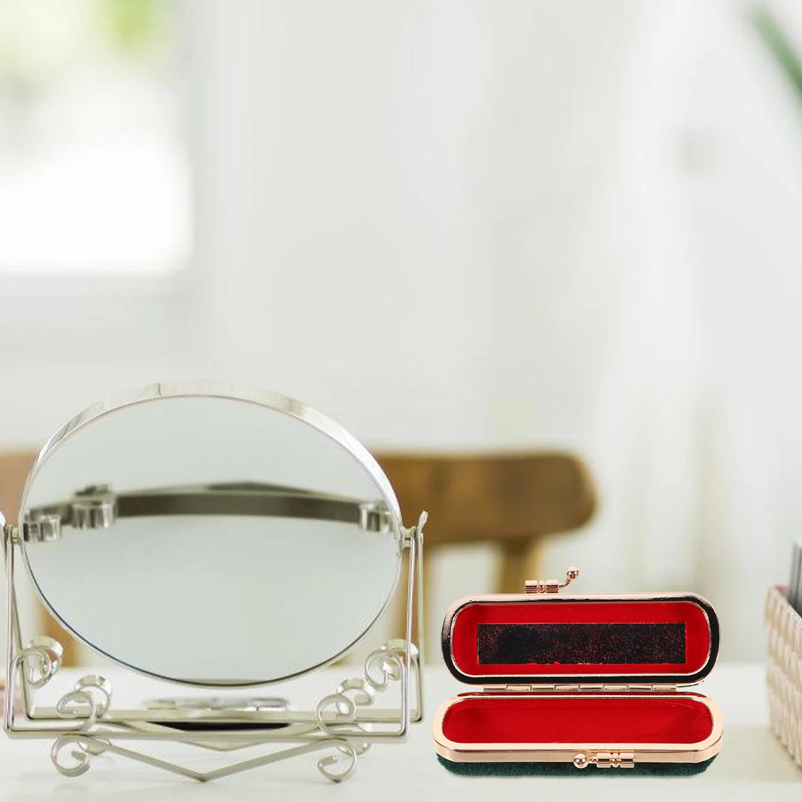 

Lipstick Box Case with Mirror Lip Balm Holder Travel Size Lip Gloss Organizer Storage Bag for Makeup