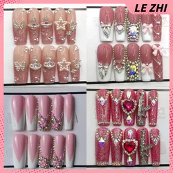 Kawaii Animal Spicy Girl Hot Sale Xxl Long Coffin Fake Nails Colourful Diamond Metal Butterfly Artificial False Nails
