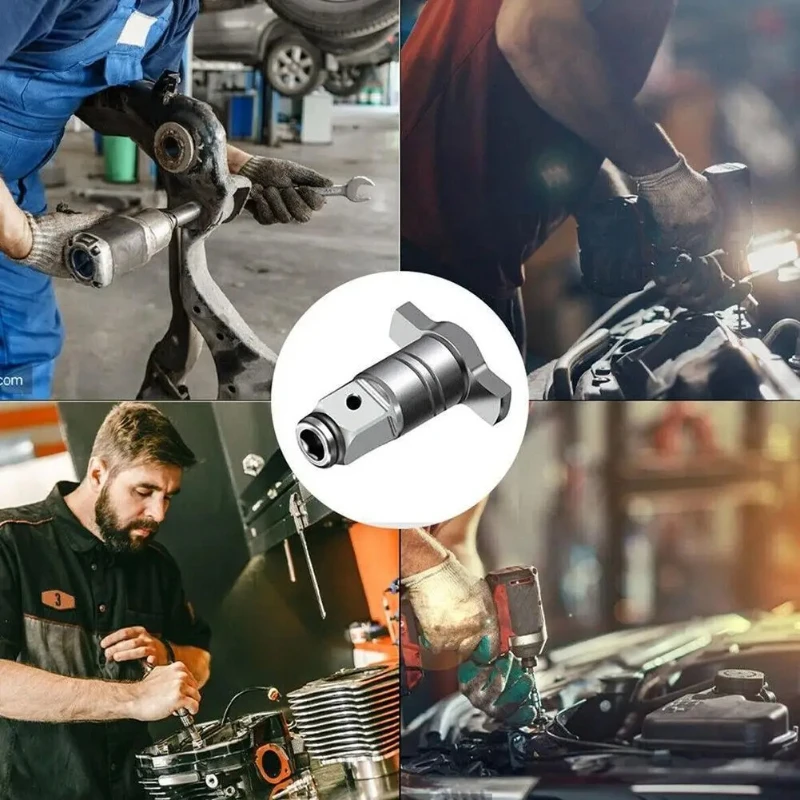 

2in1 Power Impact Wrench Anvil Adapter Driver Converter Shaft Spindle Attachment 1/2 Square Socket To 1/4 Hex Electric Tool Part