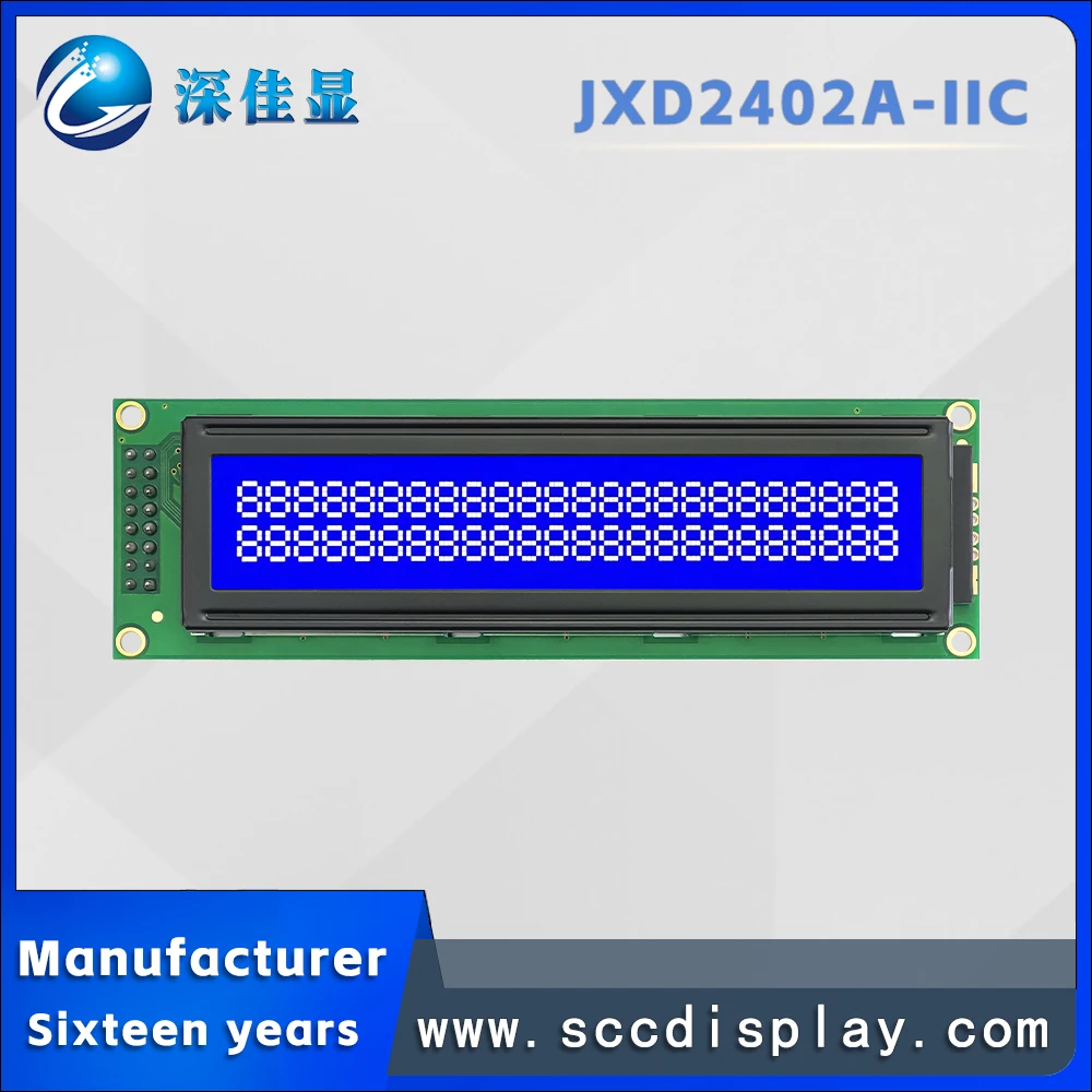 

Excellent Product JXD2402A-IIC STN Blue Negative IIC/I2C LCD character LCD screen 24*2 dual row dot matrix LCM display module