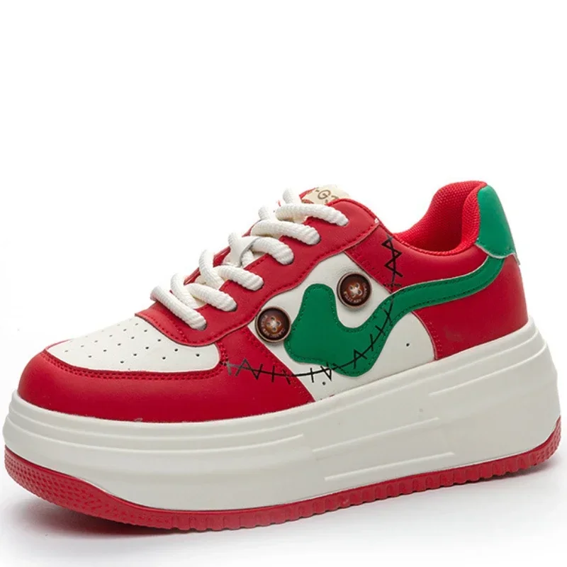 

Pop 2025 New Winter Skateboarding Shoes Round Toe Genuine Leather Flats Platform Sneakers Women Daily Walking Running Leisure Sh