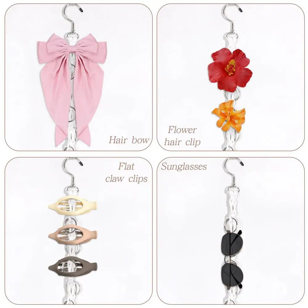 Hair Claw Clip Organizer Braided Cotton Rope Hair Clip Storage Hair Clip Organizer with Metal Rings Braided for Wall for Women