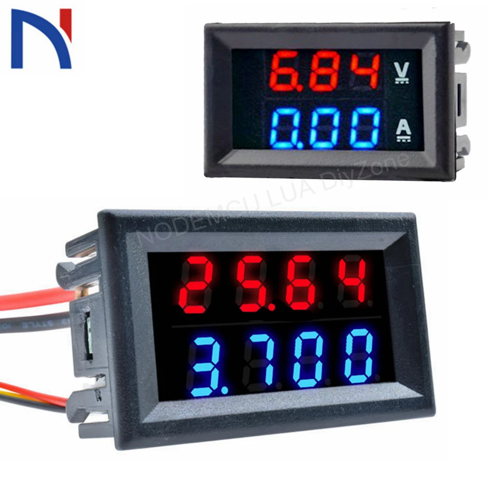 DC 100V 200V 10A Voltmeter Ammeter Dual LED Amp Digital Volt Meter Gauge Voltage Current Meter Detector Tester Monitor
