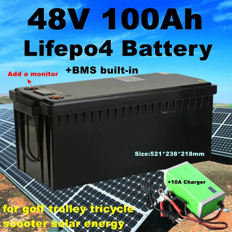 

Batteria al litio lifepo4 48v 100AH BMS per inverter per carrello da golf triciclo Scooter di accumulo di energia solare + c