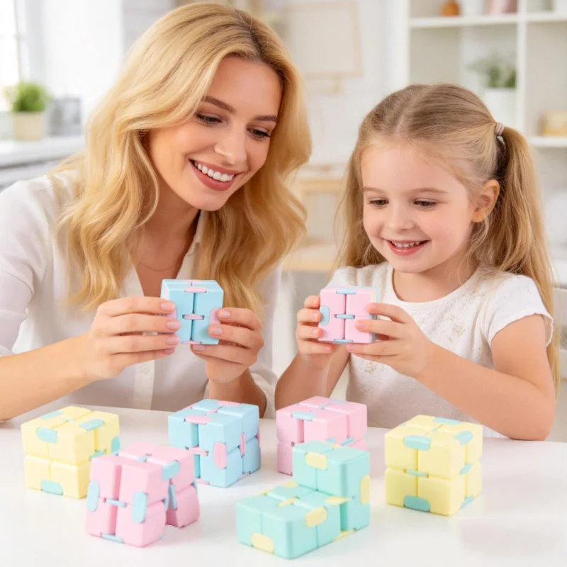 

1pc Infinity Rubik's Cube Macaron Plastic Block Fidget Toy Kids Stress Relief Educational Play Birthday Party Gift Supplies