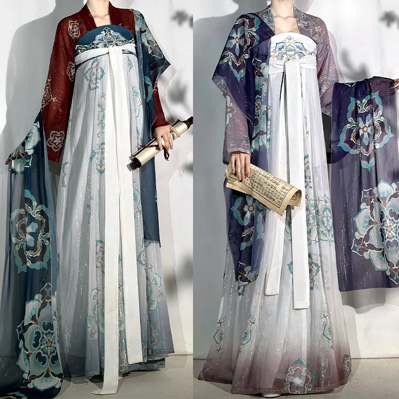 

Chinese Style Women Elegant Hanfu Dresses Ancient Traditional Tang Dynasty Princess Stage Party Costumes Floral Chic Fairy Sets