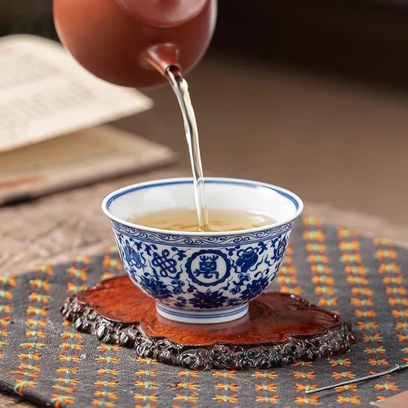 

Handmade and Hand-Painted Blue White Underglaze Cup Tea Jingdezhen Ceramic Antique Personal Dedicated Household High-End