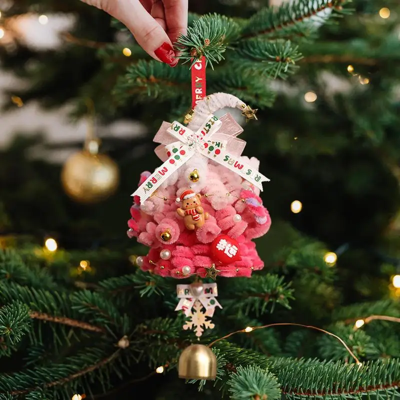 Christmas Decorations Ornaments Christmas Tree Shape Car Interior Pendant Decorative Christmas Tree Ornaments Pipe Cleaners Car