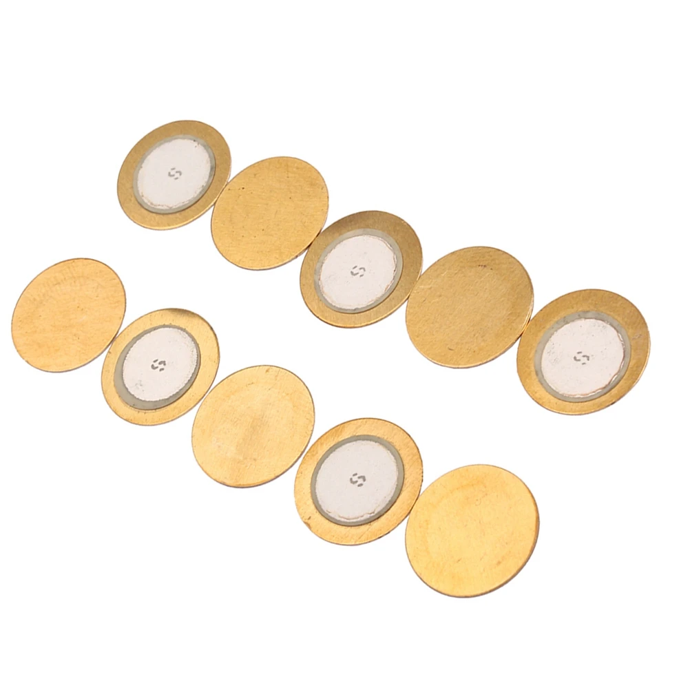 

10 PCS Small Copper Sheet Piezo Buzzer Gasket Element Piezoelectric Disc Golden Film