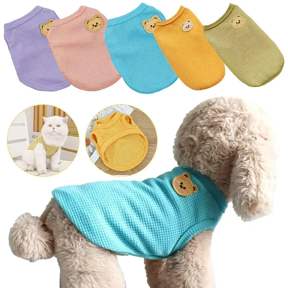 Dog Vest Pet Cat Clothing Soft Breathable Stretchy Cats Dogs Tee Shirt Sleeveless Vest Dog Apparel for Medium Small Dog Clothes