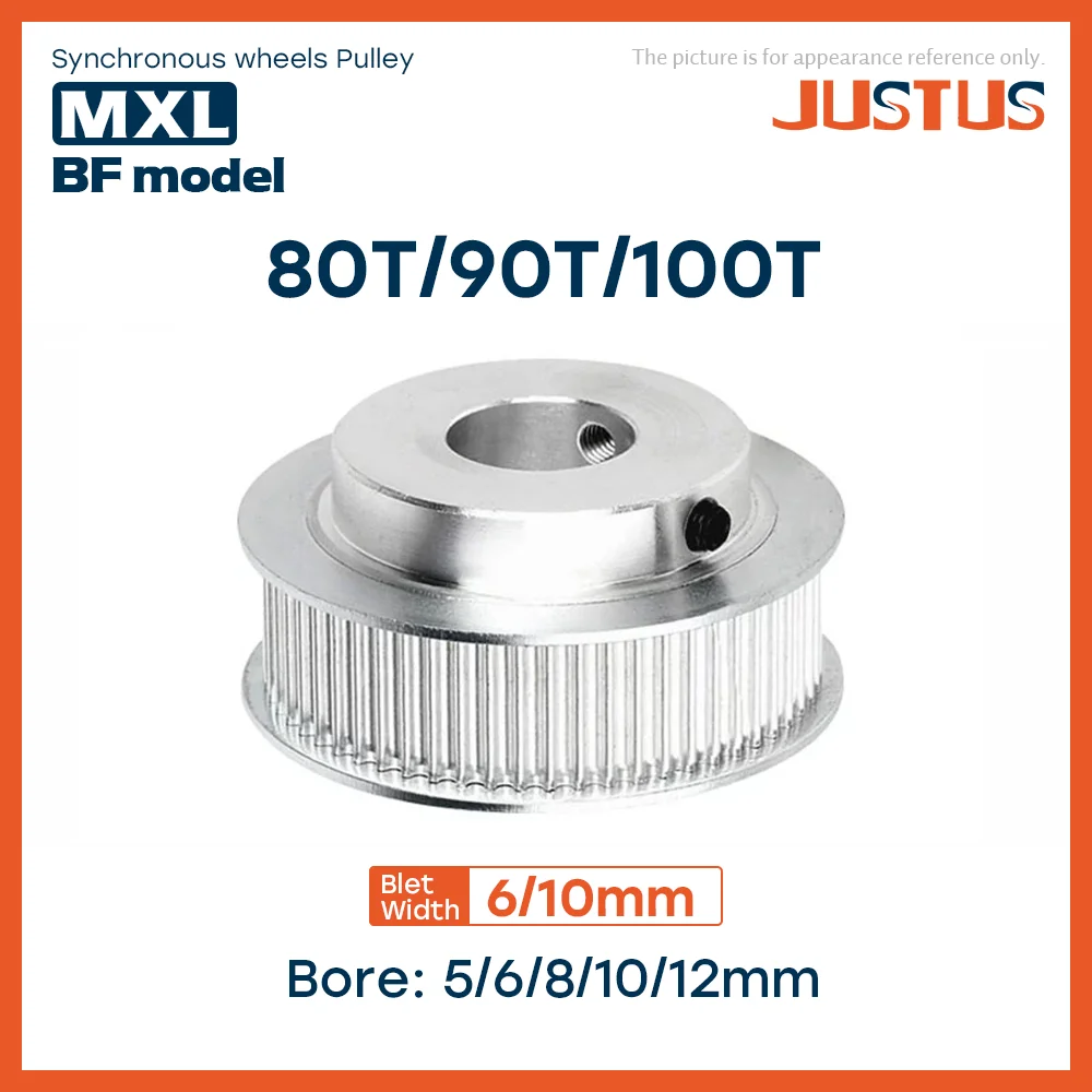 BF Type 80T/90T/100Teeth MXL Timing Pulley Bore 5/6/8/10/12/14/15mm for 6/10mm Width Belt Used In Linear Pulley