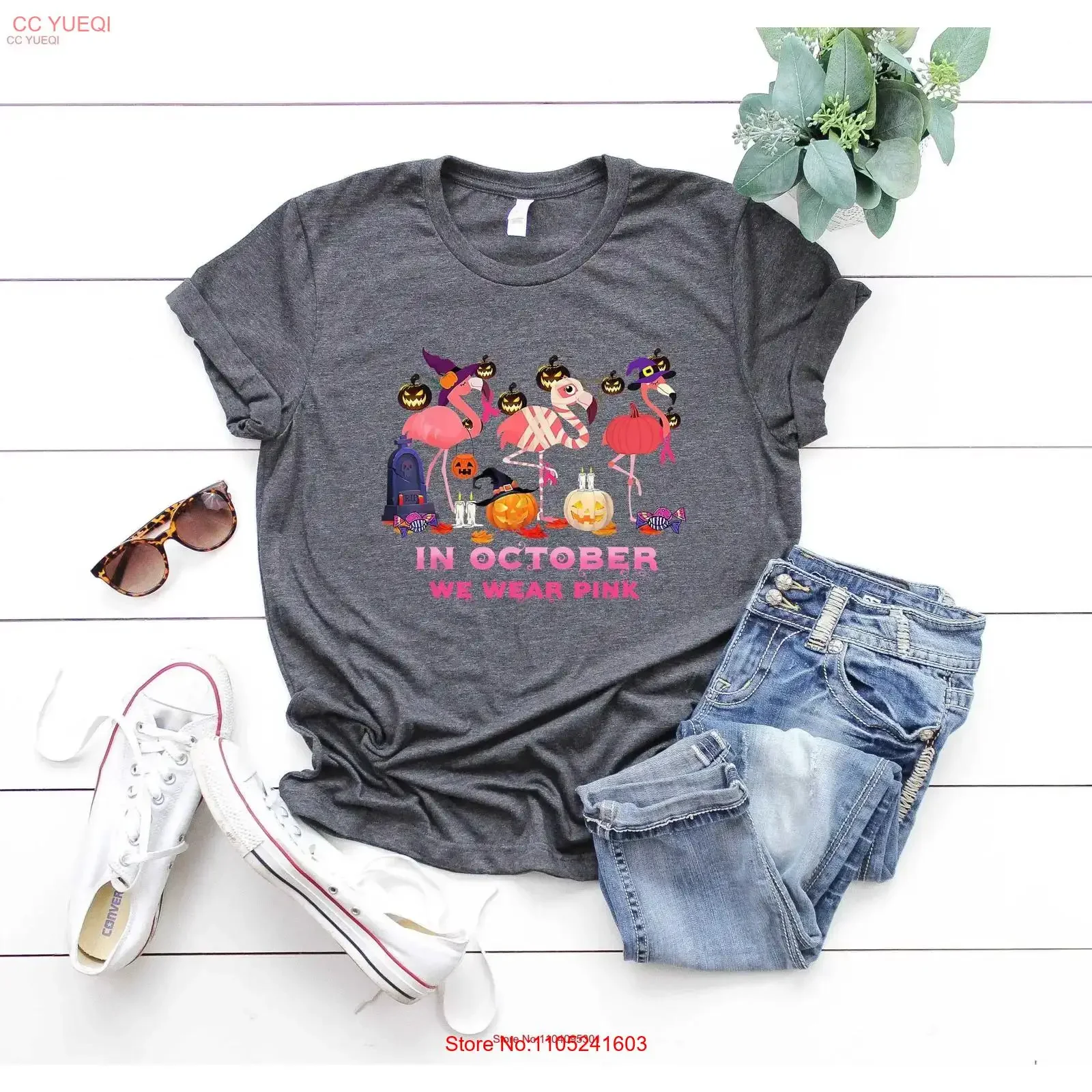 Cancer SupporT T Shirt Breast Awareness In October We Wear Pink Survivor Flamingo vintage Washed Breathable designer clothes
