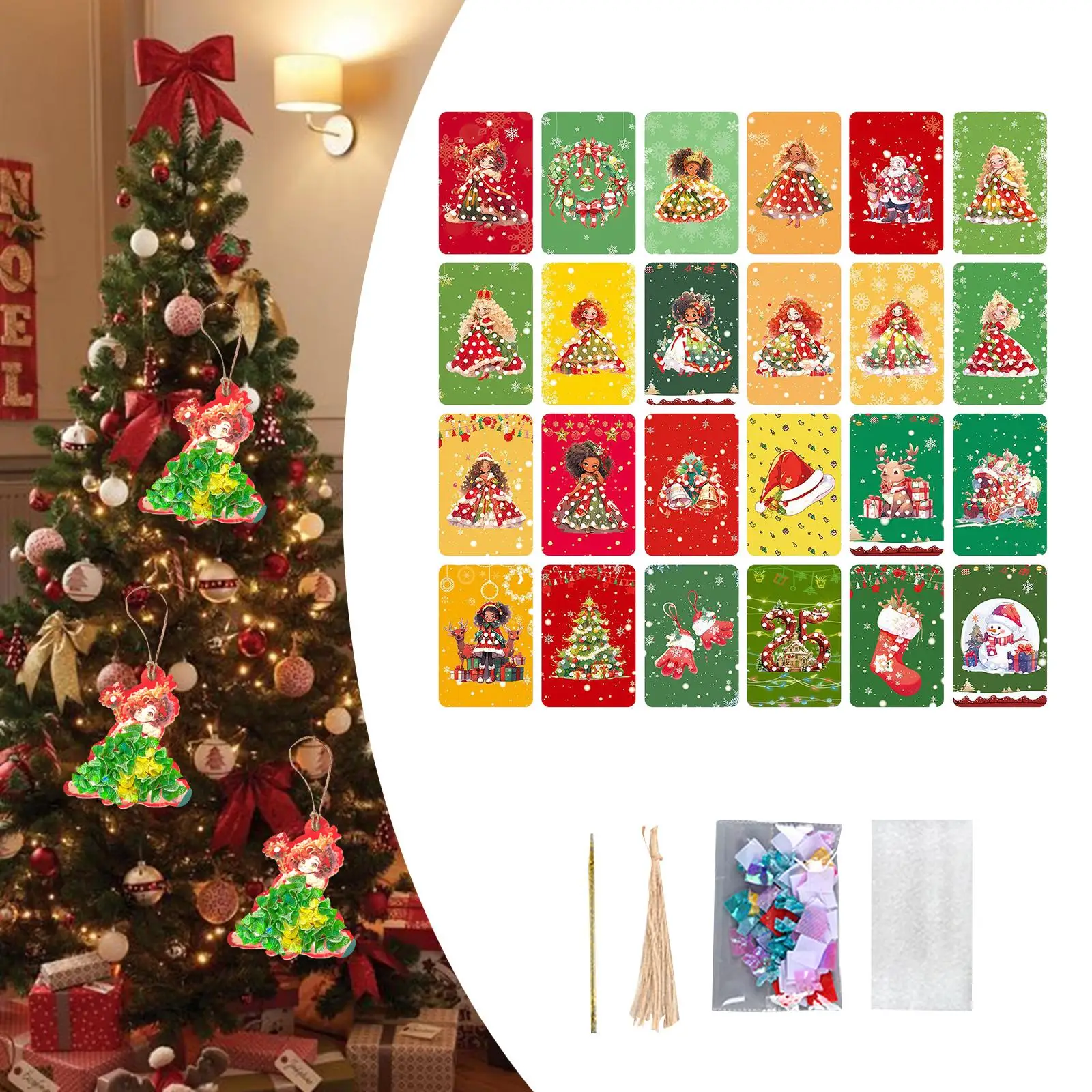 DIY Painting Sticker Christmas Themed Craft Toys Colorful Princess Dress