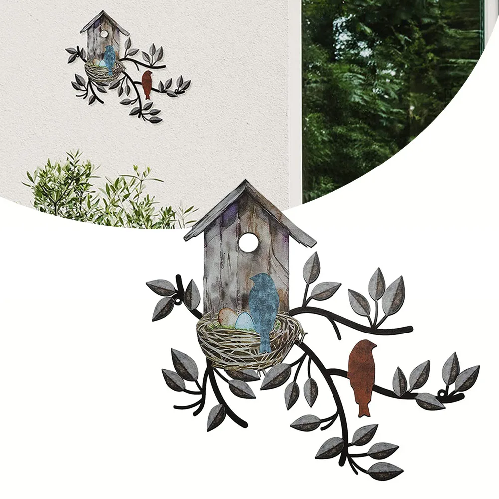 

Garden Metal Art Tree With Bird House Wall Decoration,Tree Branches And Bird Iron Crafts Wall Mount Metal Wall Sculpture Artwork