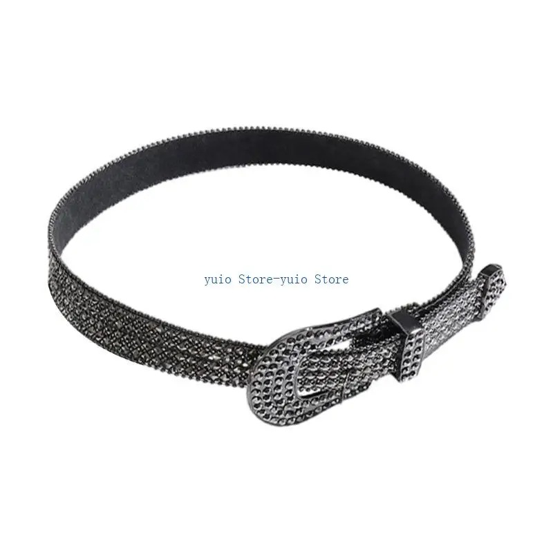

X7XB Glitter Waist Belt Shinning Belts for Adult Unisex Temperament Shinning Studded Waist Strap for Jeans Dress