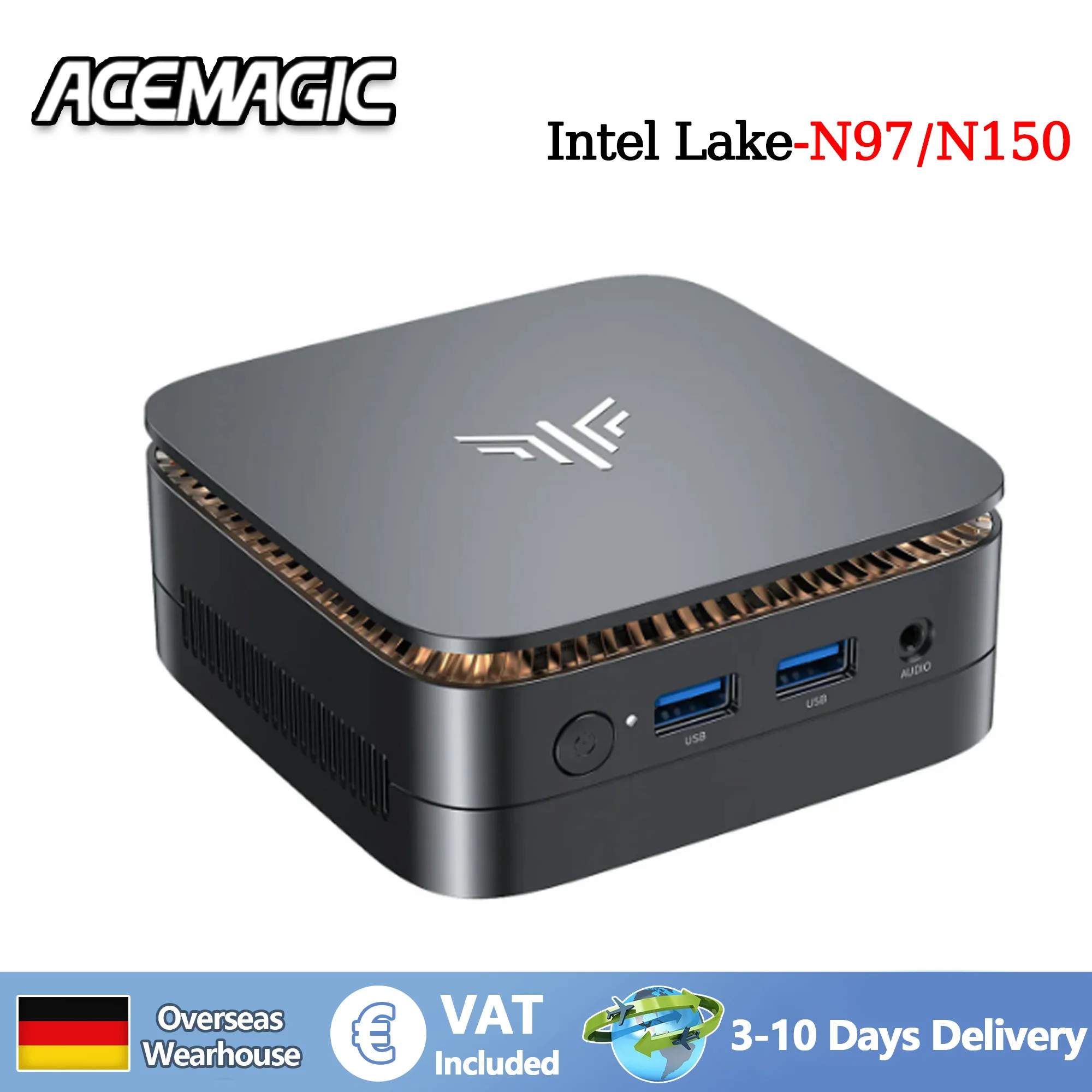 ACEMAGIC Mini PC Procesor Intel N97/N150 (do 3,6 GHz) 16 GB pamięci RAM DDR4 512 GB M.2 SSD Mini komputer stacjonarny Dual 4K dla firm