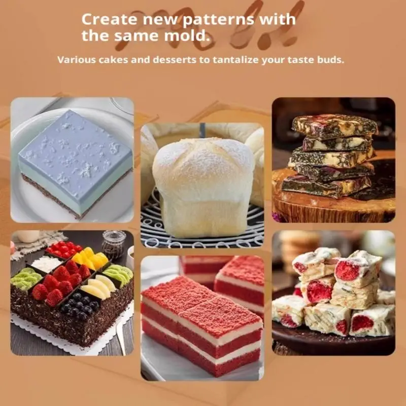 

4-10 Inch Square Tiramisu Cake Pan Set - Aluminum Alloy Muffin & Cheesecake Mold for Birthday Cakes & Bread Baking