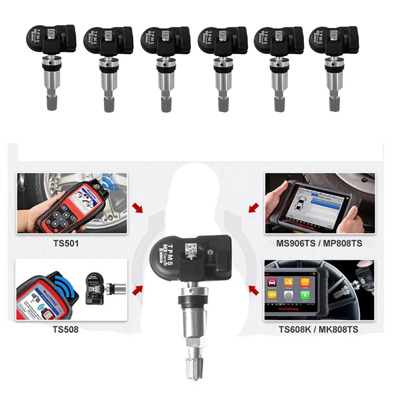 6Pcs Programmable TPMS Sensor Programmable TPMS Tire Pressure Sensor System Unlimited Edit Compatible-AUTEL MX