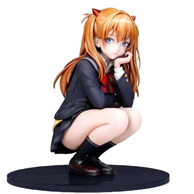 

Academic-Style Squatting Asuka Figure - Anime Girl Collectible Model Desktop Pc Case Decoration Gift