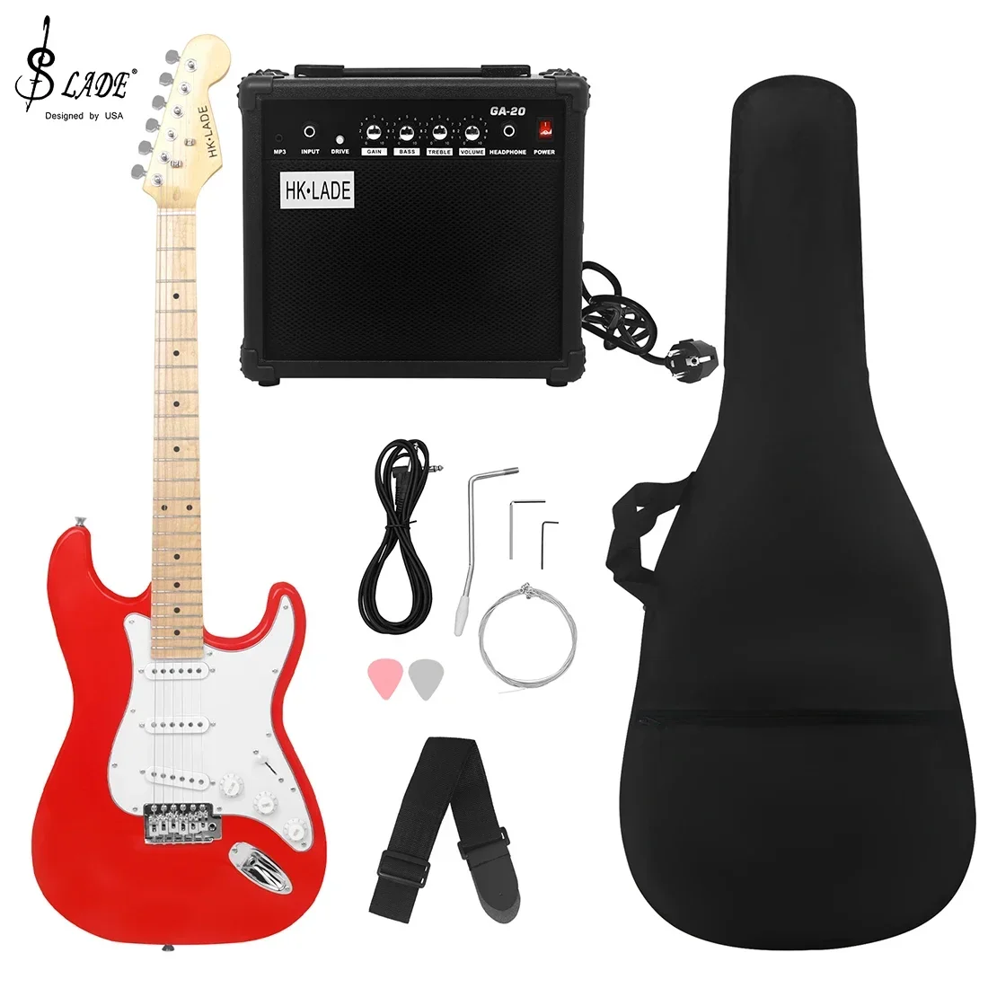 

SLADE 39 Inch Electric Guitar 6 Strings 22 Frets ST Electric Guitar Maple Fingerboards Guitarra with Gutar Parts & Accessories