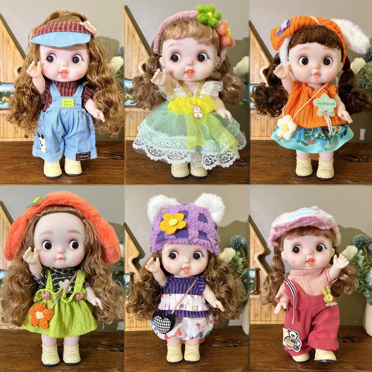 Funny Expression Doll Set Cute 26cm Chubby Doll with Multiple Joints and Movable Girl Doll