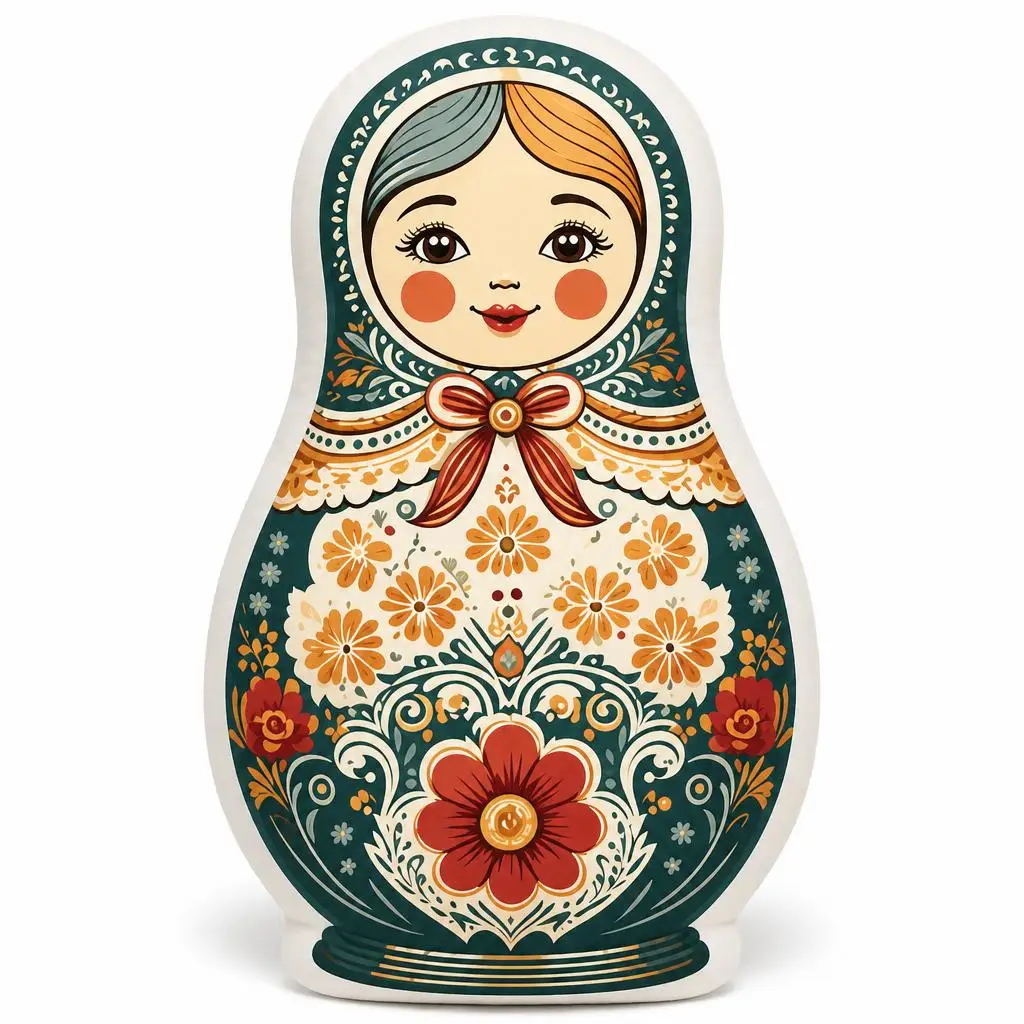 Matryoshka Doll Russian Nesting Folk Floral Slavic Plush Pillow Cushion Irregular Stuffed Throw Pillow Home Decor Gift Sofa Bed