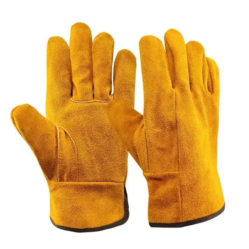 Men Work Gloves Soft Cowhide Driver Hunting Driving Farm Garden Welding Security Protection Safety Protection