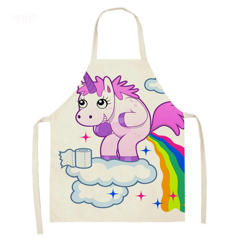Kitchen Apron Cute Cartoon Unicorn Series apron Children\'s parent-child Home Cooking baking Cleaning