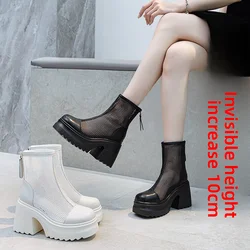 Women's Fashion Gauze Cool Boots Fall New Thin Mesh Cloth Breathable Hollow Platform Sandals