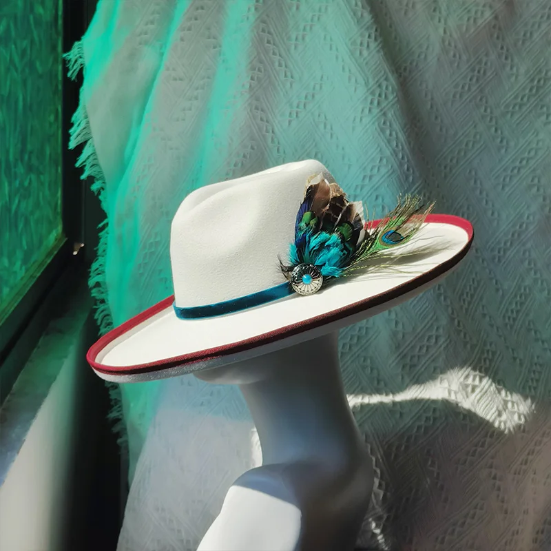 Kapelusz Fedora z piór mężczyźni uwielbiają serce specjalne cylinder kobiety z dużym rondem podniesionym jazzowy kapelusz zimowy kapelusz Panama sombrero hombre