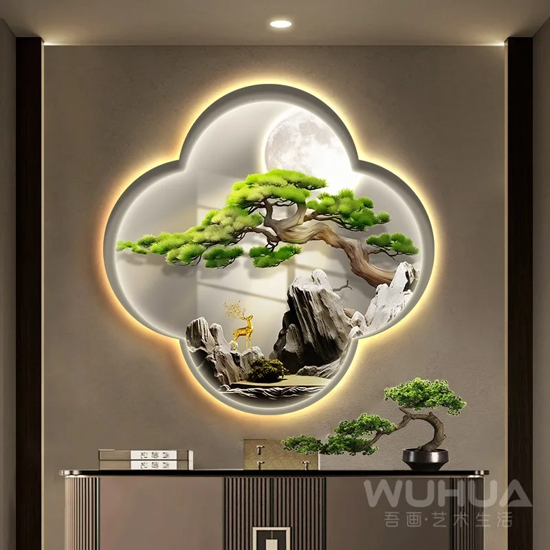 New entrance decorative painting, living room hanging painting, corridor aisle lamp painting, zen tea room background wall mural