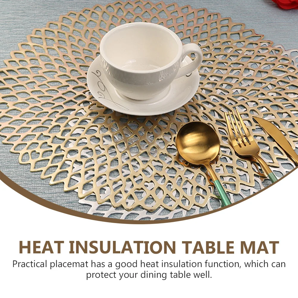 

2Pcs Heat-Resistant Hollow-Out Placemat Creative Anti-Scald Table Mat for Home Kitchen Dinning Decorative Insulated Round Shaped