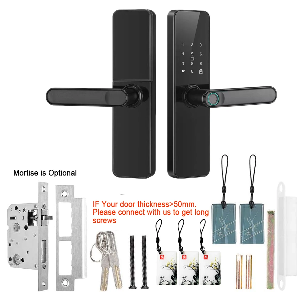 Cerradura inteligente con WiFi para puerta delantera, dispositivo de desbloqueo remoto con aplicación Smart Life, huella dactilar, con WiFi integrado