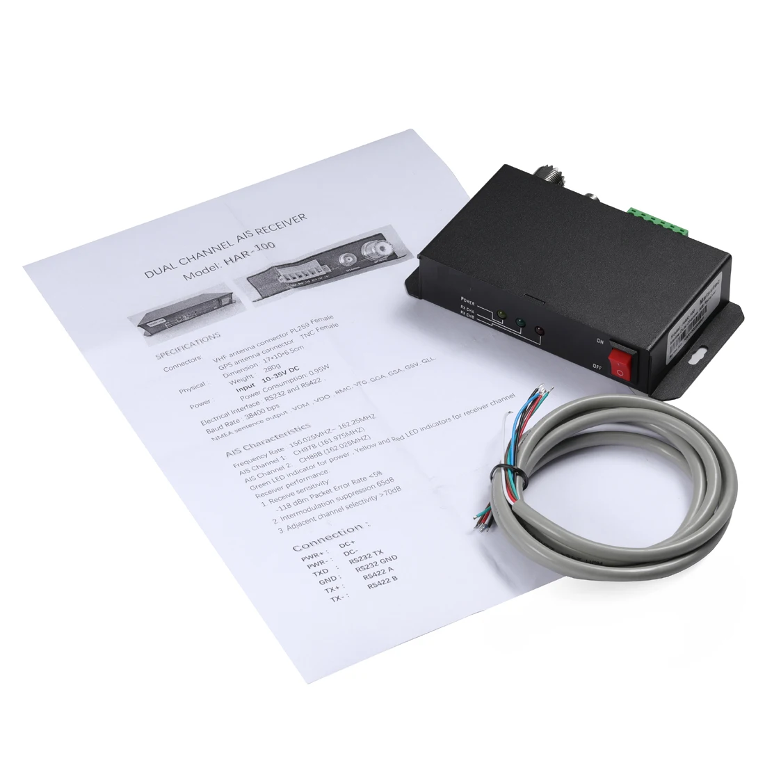 Hot selling Gps Receiver Class Ais Receiver Dual Channel Ais A And Class B With Rs232/ Rs422 HAR-100
