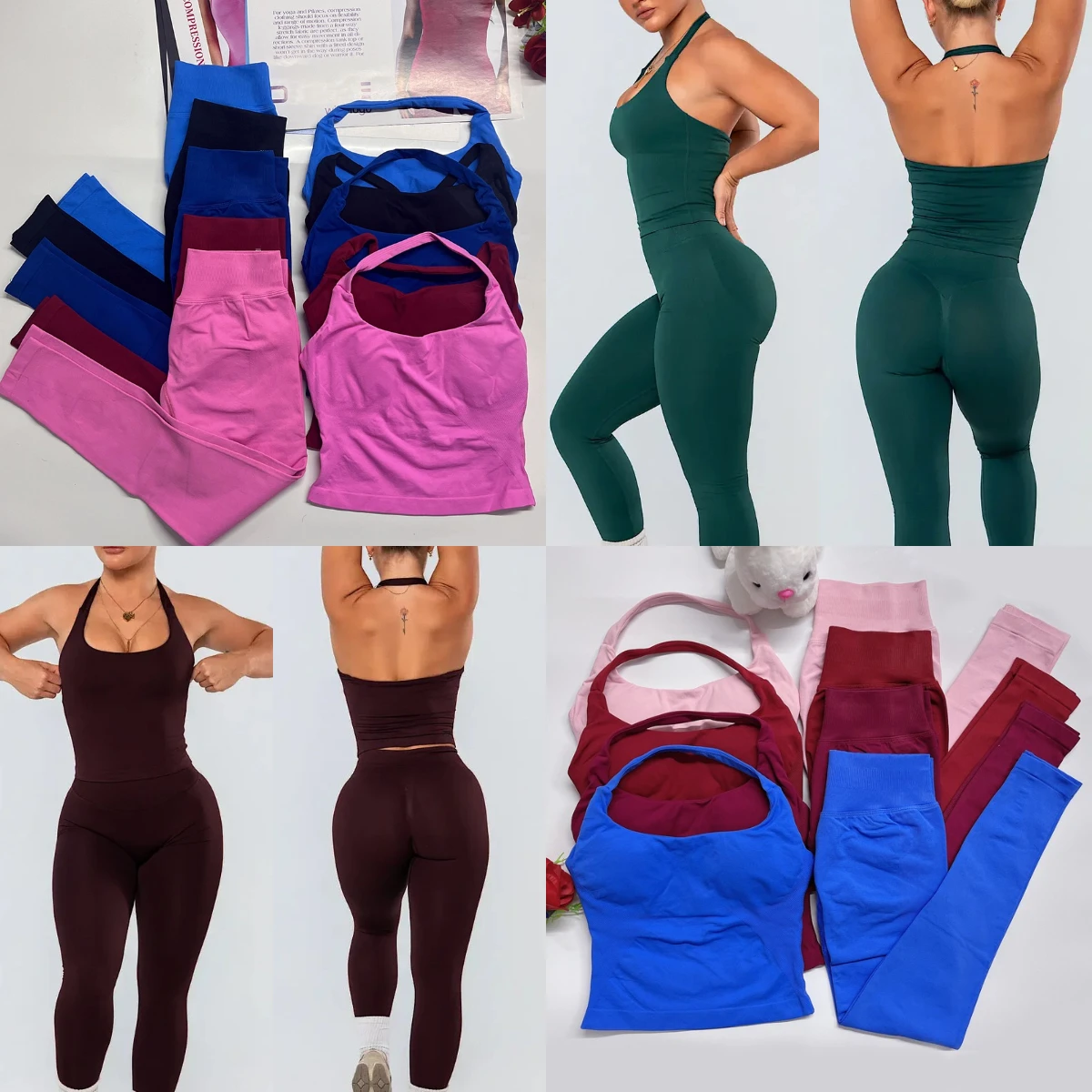 2 Pieces  Dfy-L0g0 Impact- Gym DFNNYE Halter Top Sportswear Women Yoga Set Sports Suits Fitness Tracksuits Top Gym Leggings Set