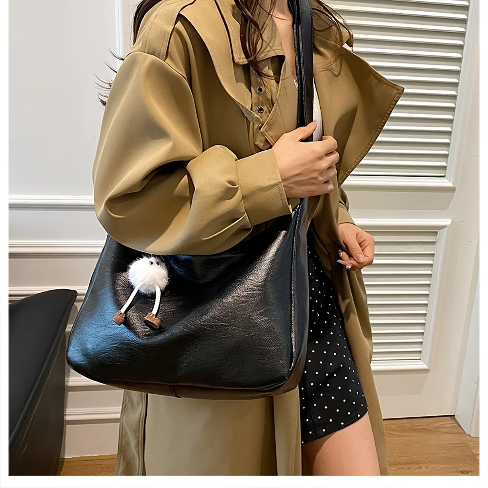 Vintage Umhängetasche für Damen 2026 Neues Modell [Mit Anhänger] Trendige Tragetasche Große Kapazität Modische Schultertasche für Pendler – Detail 3