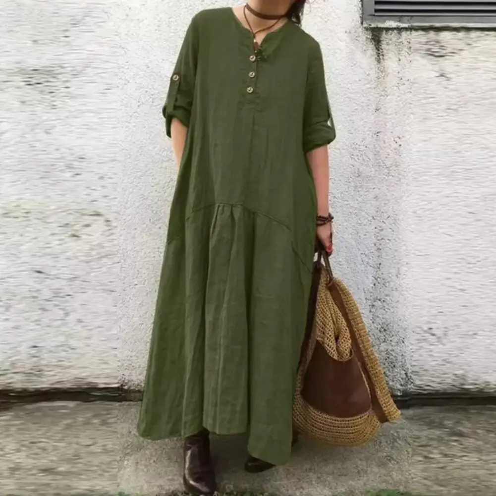 

Fashion Women Long Shirt Dress Spring Long Sleeve Lapel Neck Sundress 2024 Casual Loose Buttons Down Vestidos Robe Femme