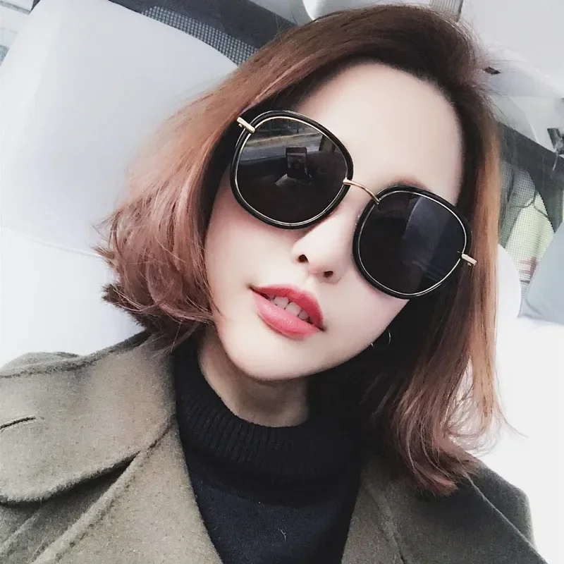 Big Frame Metal Sunglasses for Women Brand Designer Retro Sunglasses Female Drive Luxury Eyewear Women Black Sun Glasses