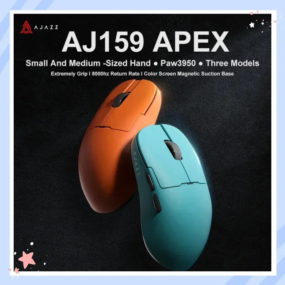 AJAZZ AJ159 APEX Wireless Bluetooth Tri-Model Mouse RGB Magnetic Charging Dock PAW3950 30kDPI Low Latency Gaming Mouse