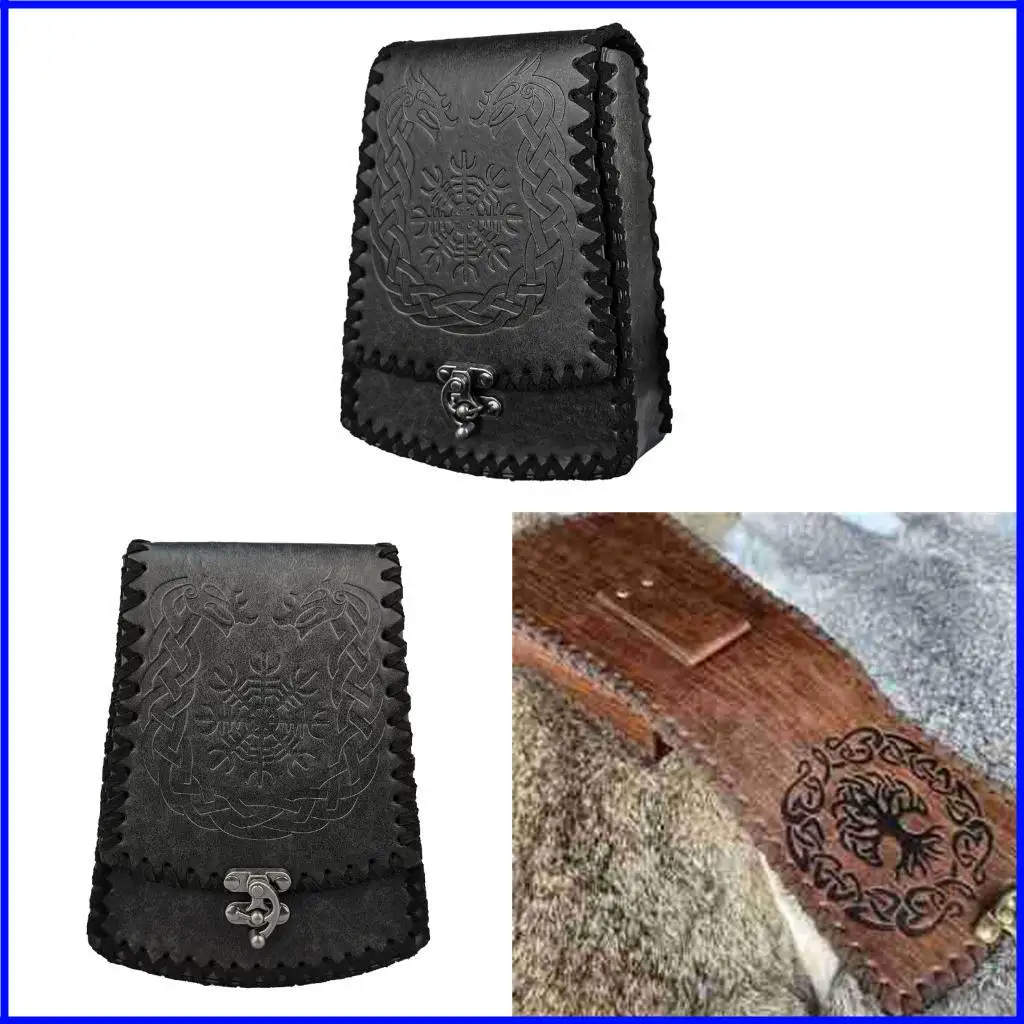 

Medieval Leather Belt Bag Coin Purse Phone Bag Vintage Embossed Waist Pouches