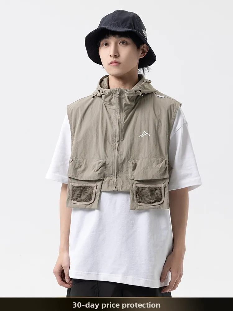 

Тактический жилет NTED Mountain Series для активного отдыха, летний, с капюшоном, с наплечными подушками, повседневный, в стиле рабочей одежды