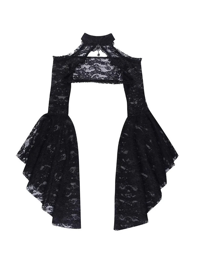 Capispalla cardigan aperto in pizzo gotico Sle Sve Design scavato Costume d'halloween da donna Avvolgente sexy scavato