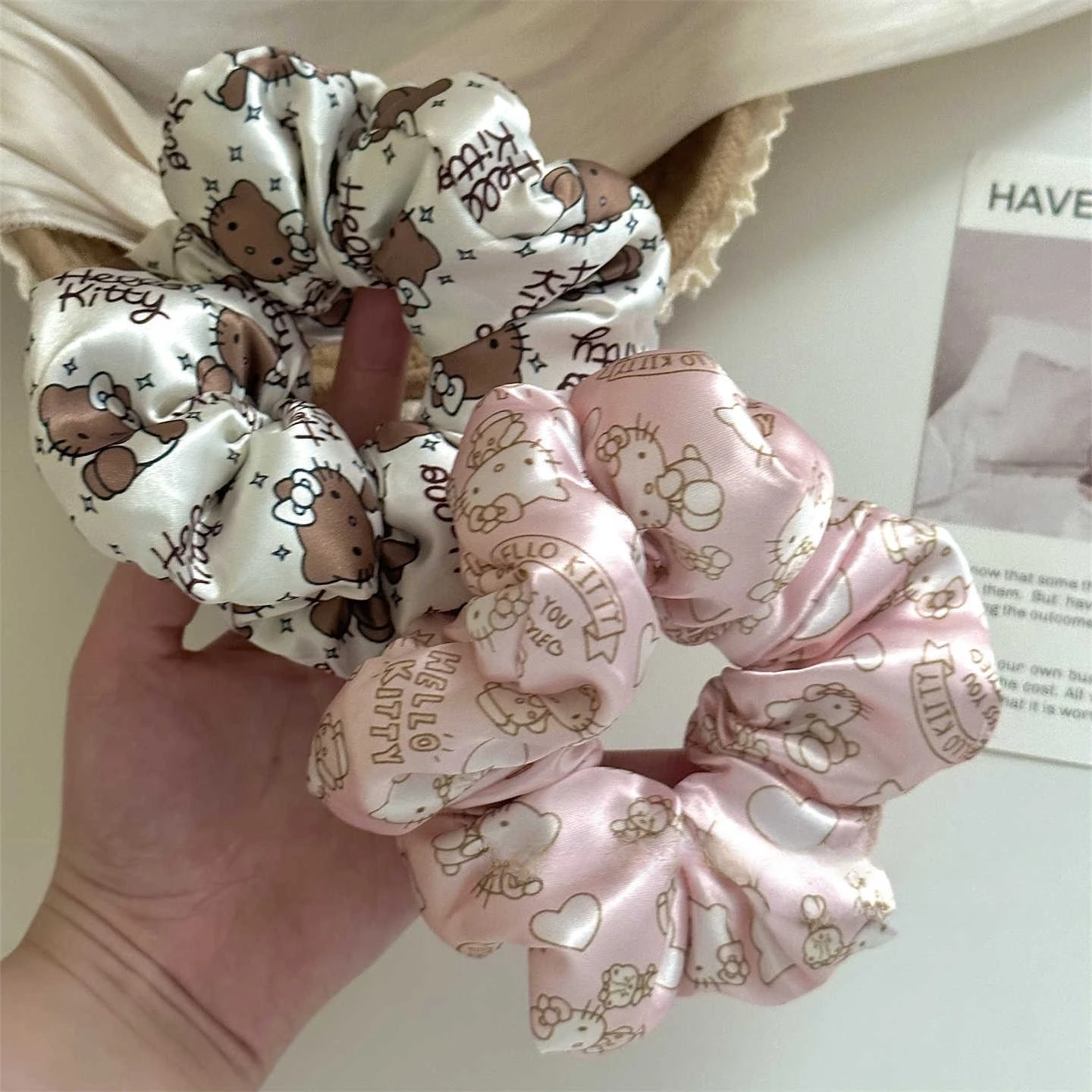 

Hello Kitty, милая девушка, супер милый kt cat, толстая кишка, повязка для волос, модная губка, мультяшная веревка для волос, резинка, аксессуары для волос