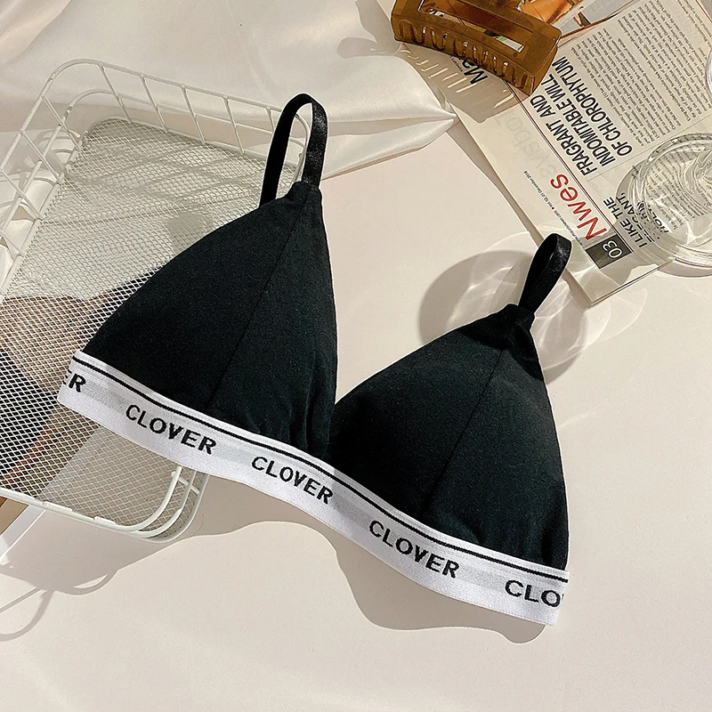 2PCS/Set Sexy Women Cotton Bras Push Up Lingerie French Triangle Cup Bra Wire Free Brassiere Underwear Female Intimates Bralette