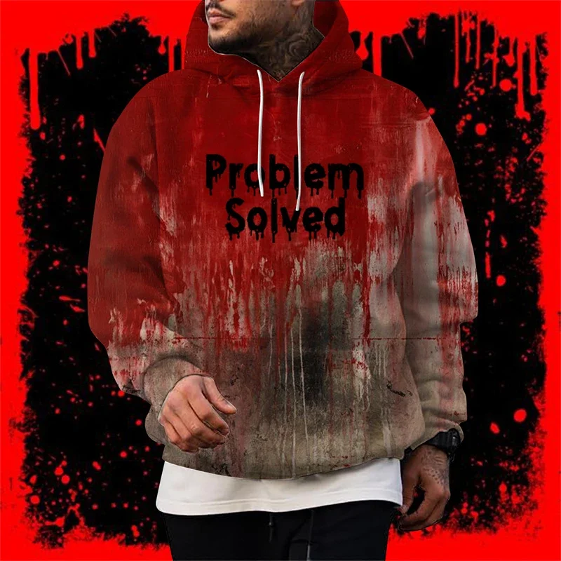 

3D Printed Horror Bloody Pullover Hoodies 2024 Casual Fashion Halloween Mens Designer Clothes Woman Street Harajuku Sweatshirt