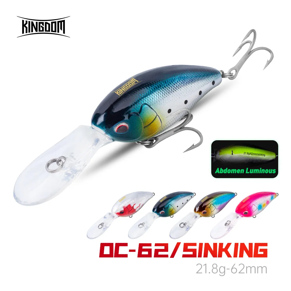 KINGDOM Kingpro OC-62 Big Crankbait Artificial Hard Baits 62mm 21.8g Sinking Floating Trolling Retrieving for Sea Fishing Lures