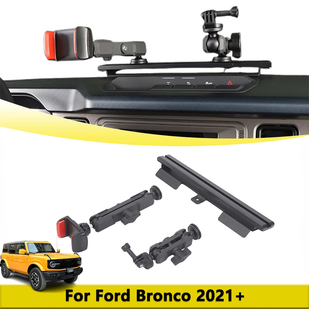 Console central slide rail suporte de expansão suporte do telefone montagem da câmera para ford bronco 2021-2025 acessórios interiores do carro