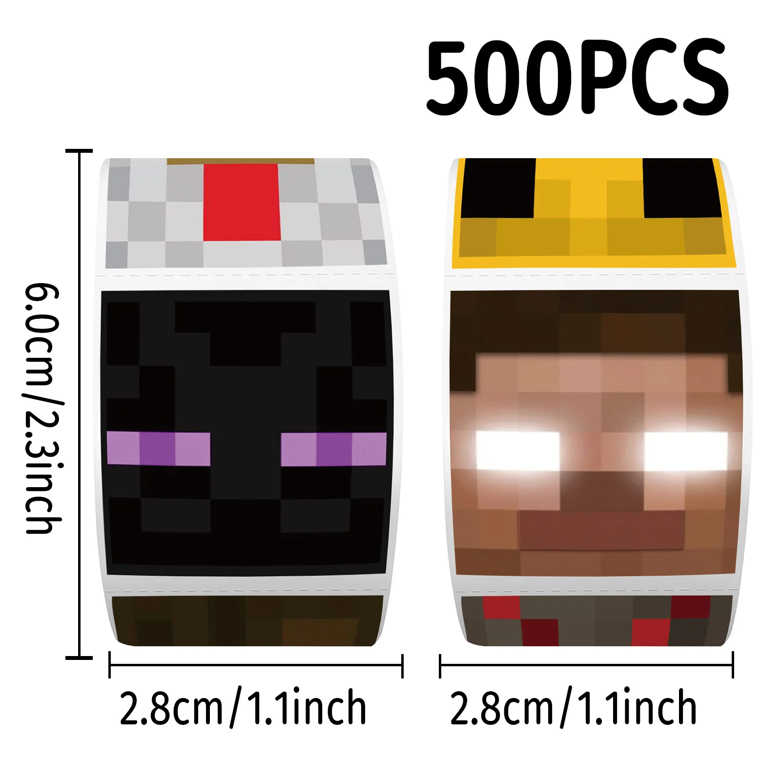 Sticker Roll 500pcs Minecraftes Diy Journal Stickers Student Stationery Desktop Decoration Piexl Game Themed Children Toys Gift