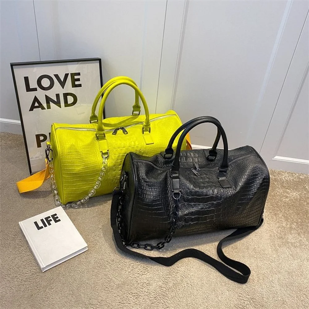 European/american Fashion Crocodile Pattern Embossed Large Capacity Portable Sports Travel Single Shoulder Crossbody Bag Trend